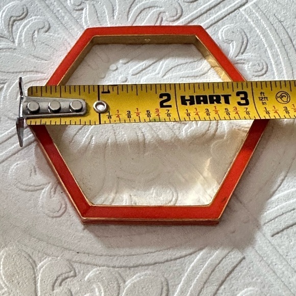Designer Kate Spade Bracelet Bangle Orange Enamel & Gold Tone Hexagon Rare 5374 - Picture 6 of 8